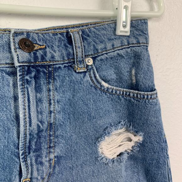 We The Free Distressed Blue Denim Boho Festival Mini Short Skirt Size 25 - Picture 4 of 8